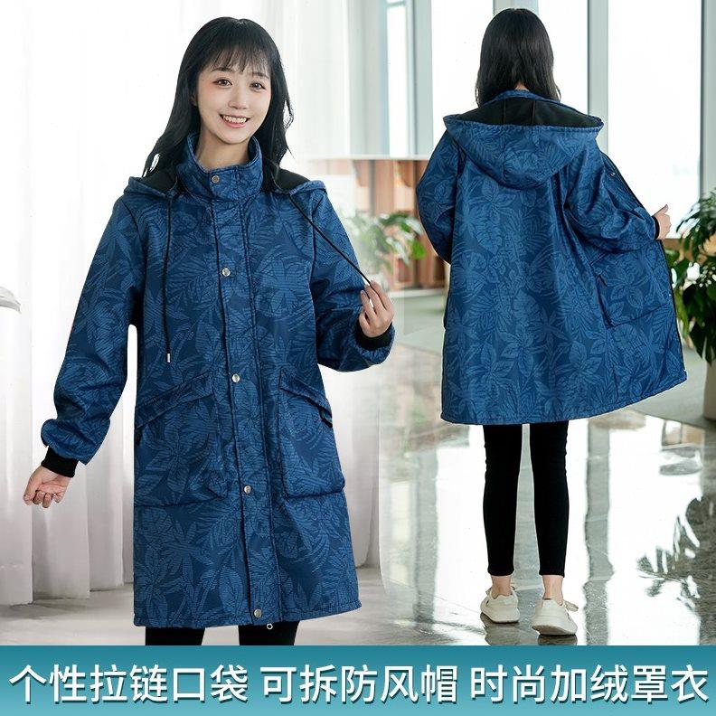 女罩衣冬可外穿加绒长袖大码加厚男士罩衣冬季女款棉衣长款工作服