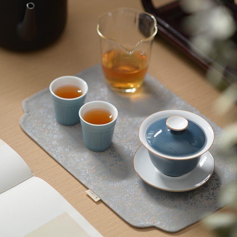 乾晟佳品七款古典織錦小茶席 中式提花布藝茶旗 干泡墊茶道零配件