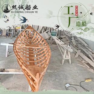 手工欧式木船景观两头尖悬挂装饰摆设摄影道具骨架船