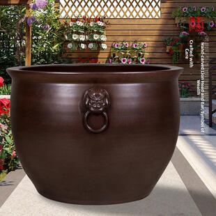 陶瓷大缸古董平口特大号锦鲤莲花睡莲缸鱼缸庭院大幸运狮子耳缸