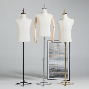 婚纱店专用模特展示架男秀禾半身人台道具服装店橱窗金属底座架子