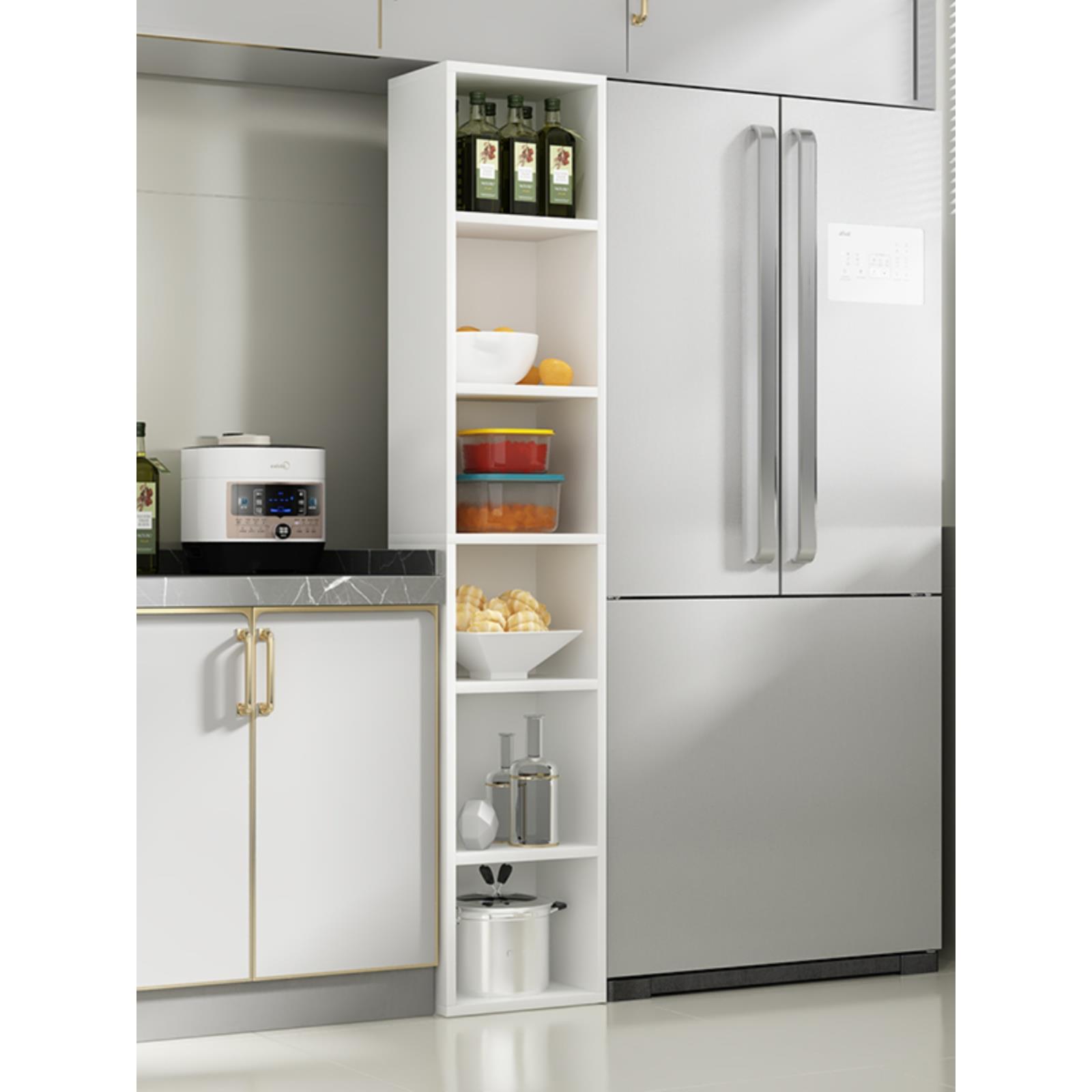 多层夹缝收纳柜简易实木厨房25cm35CM超窄厨房缝隙夹缝置物架定制