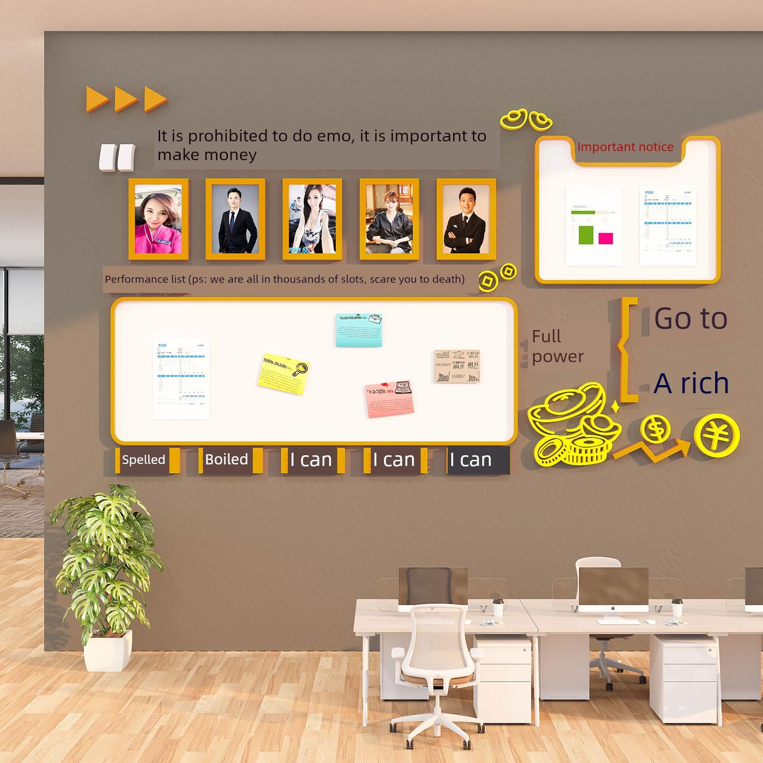 公司装饰墙贴企业文化员工风格展示照片办公室荣誉名单创意墙贴