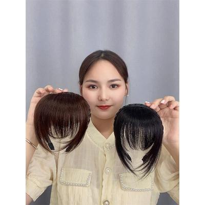 新款辫子发箍刘海一体真发前额头帘鬓角遮白发碎齐刘海假发片
