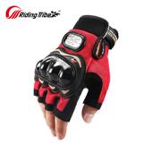 备可触控屏 透气机车越野防滑防摔骑士装 机车半指骑行手套短款 夏季