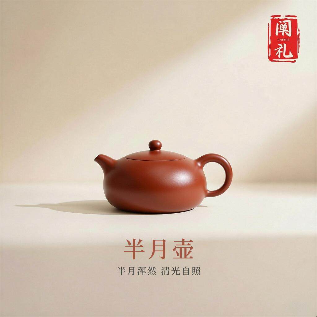 半月壶 宜兴手工紫砂壶原矿朱泥泡茶壶茶具套组礼品