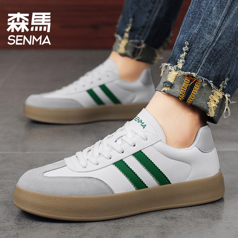 森马男白色阿甘厚底增高板鞋
