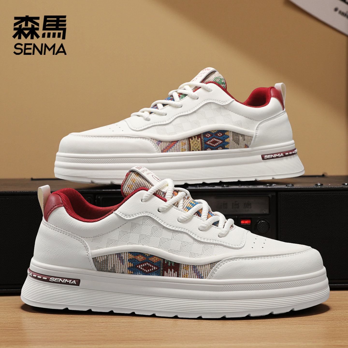 森马男鞋厚底增高防滑小白板鞋