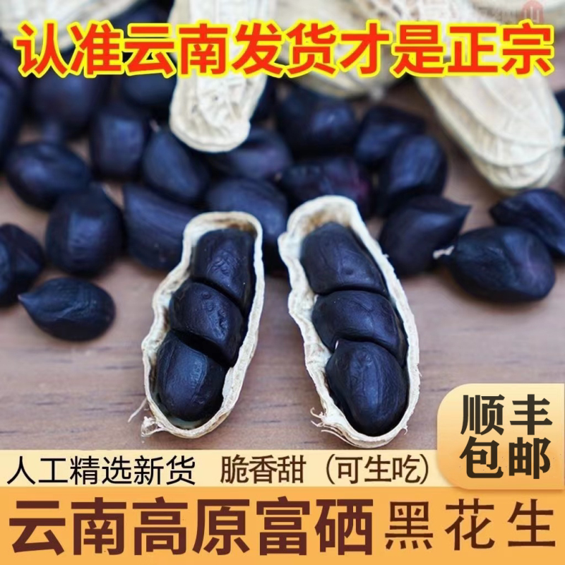 【包邮】云南特产2024年新鲜带壳正宗富硒黑花生新货袋装