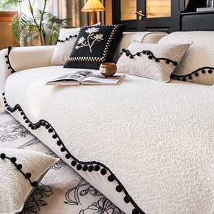 通用2025新款 奶油风沙发垫子四季 直排防滑皮沙发套罩坐垫子盖布巾