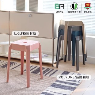 塑料凳子家用现代简约结实耐用方凳商用餐饮餐厅客人可叠放备用凳