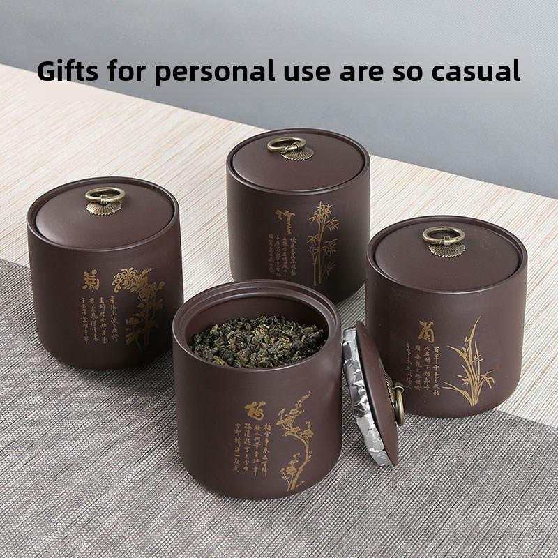 紫砂茶罐大型普洱茶罐陶瓷茶罐茶叶觉醒茶罐家用特大号密封茶桶