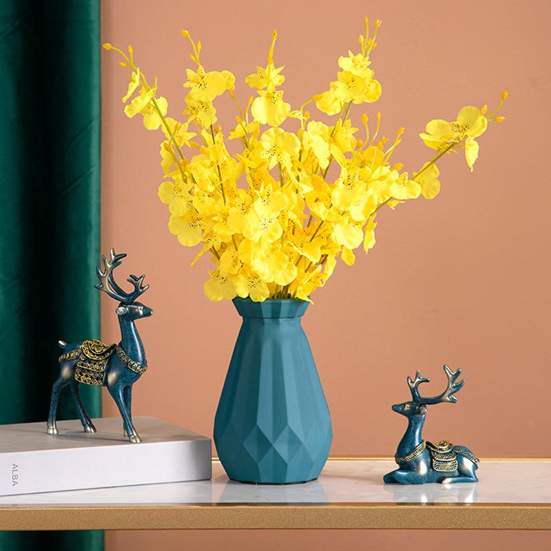 跳舞兰带瓶套装仿真花束客厅摆件茶几装饰餐桌蝴蝶兰网红花艺