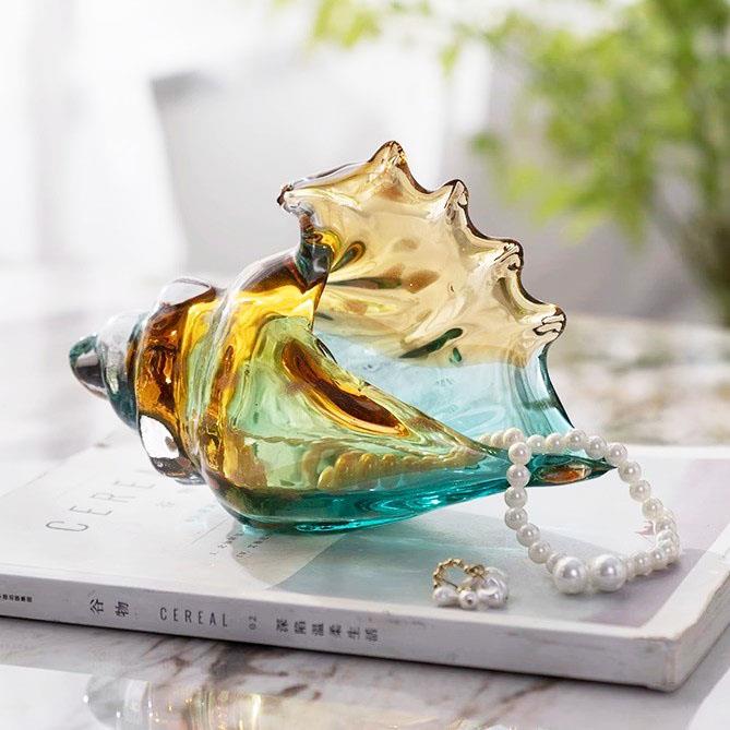 木南轻奢艺术琉璃多彩海螺装饰品摆件玄关电视柜酒柜家居收纳摆件