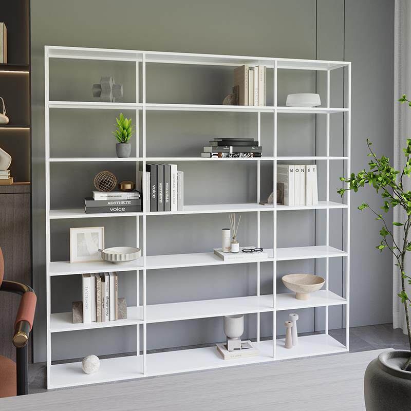 带灯置物架办公室落地展示架客厅收纳书架多功能书柜铁艺放置架子