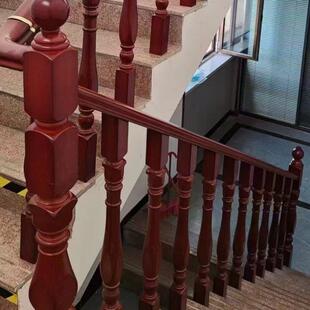 家用室内实木楼梯扶手栏杆立柱定制木质护栏烤漆现货橡胶木榉木