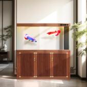 覆古中式 鱼缸客厅2025新款 超白玻璃公司办公室底滤大型锦鲤龙鱼缸