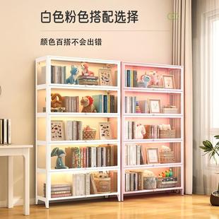 玻璃书柜防尘收纳储物柜简约现代铁艺书架学生家用落地多层展示柜