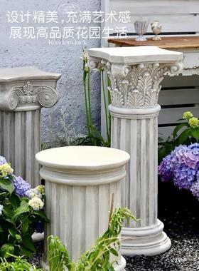 石膏罗马柱展示台底座树脂花园庭院花盆婚庆道具摆件欧式罗马柱