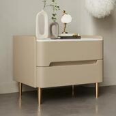 全实木床头柜轻奢岩板收纳柜卧室简约现代床边柜皮质小户型收纳柜