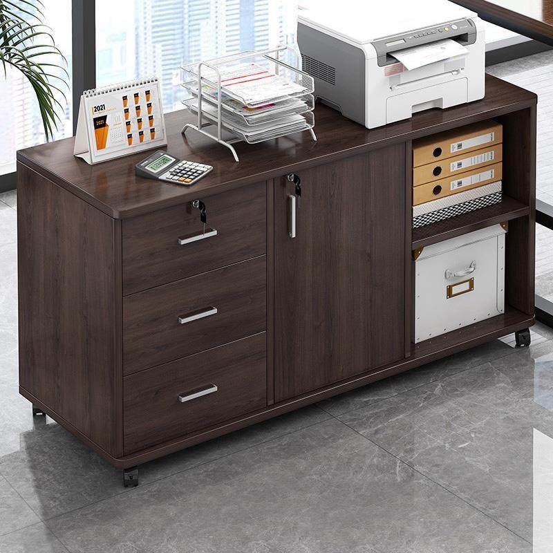 办公室文件柜桌下收纳柜办公柜置物边柜带抽屉木质带锁矮柜收纳柜