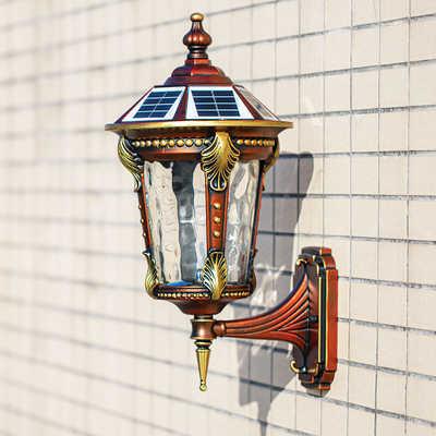 太阳能壁灯户外防水庭院灯欧式室外露台灯大门灯花园别墅外墙壁灯