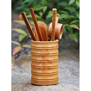 竹制碳化茶道六君子品茶茶具荷花茶具竹制茶铲勺茶针茶夹茶滤