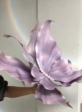 蝴蝶花装饰巨型纸艺花大型紫色eva蝴蝶造景eva彷真花婚庆婚礼道具