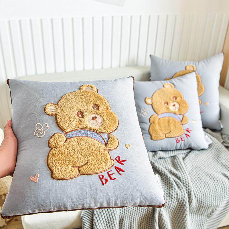 四季通用水洗棉抱枕被子两用汽车载内办公室午休空调夏凉被二合一