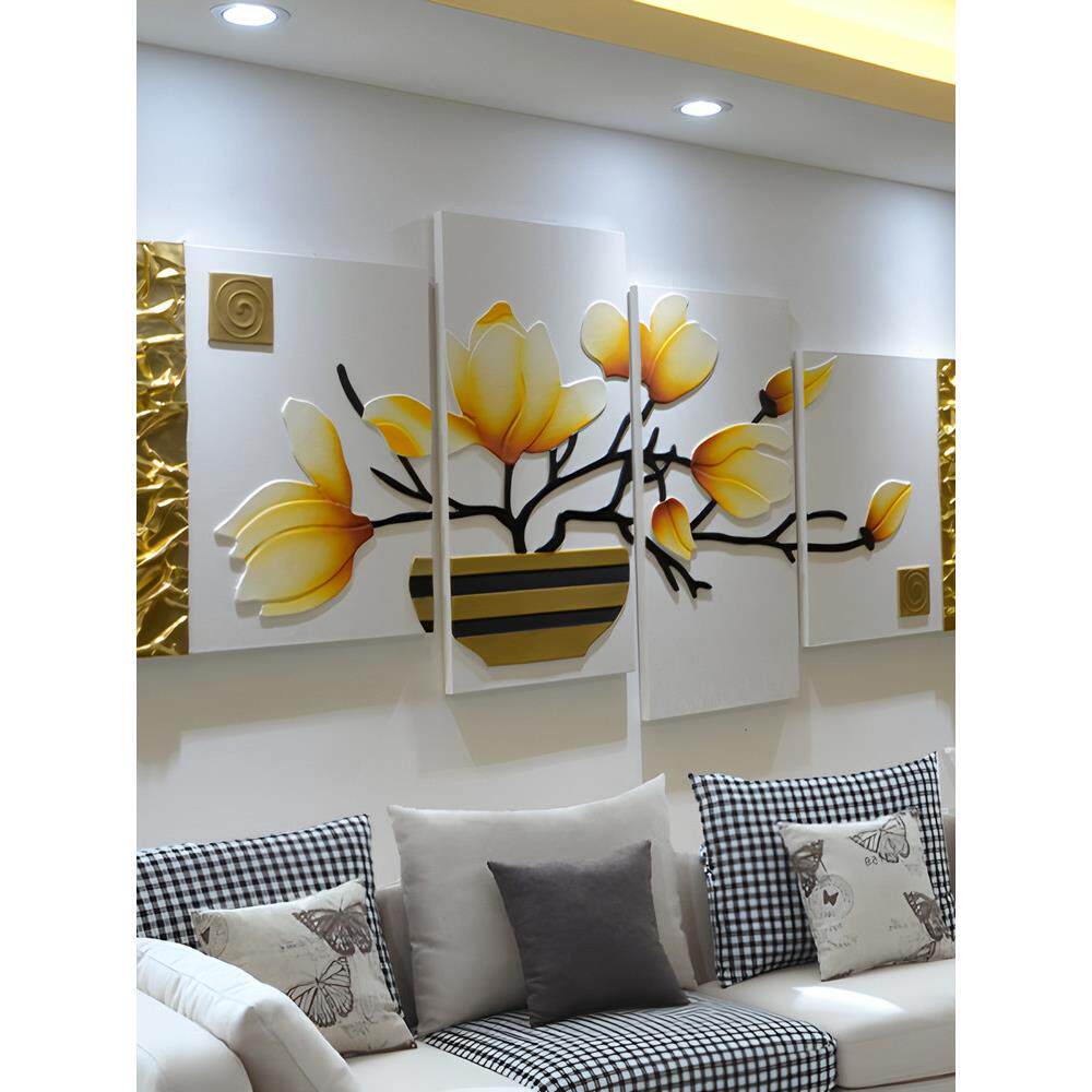 时尚百搭高端客厅装饰画现代简约沙发背景墙挂画立体浮雕手工壁画