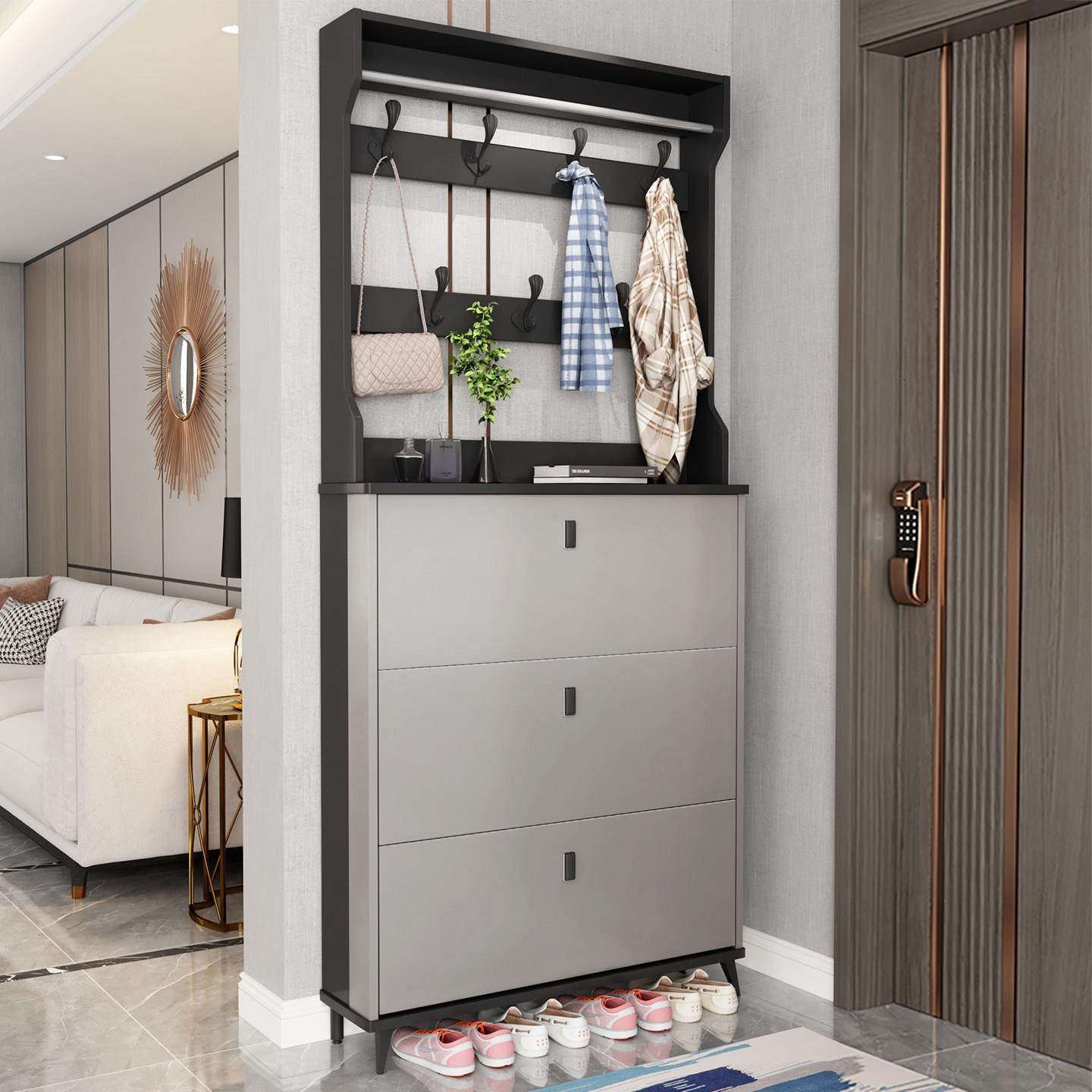 鞋柜玄关柜一体靠墙家用门口2025新款爆款超薄入户翻斗收纳衣帽架,住宅家具,门厅/玄关柜/玄关架,淘宝优惠券,粉丝福利购,淘宝优惠卷
