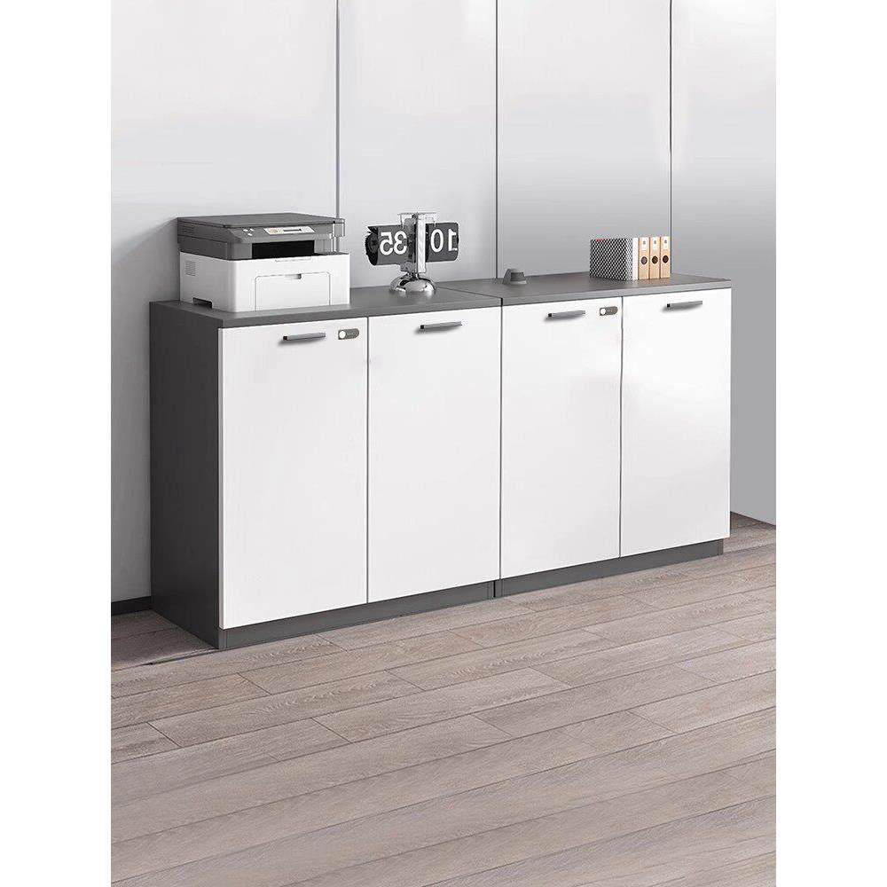 办公室矮柜落地柜子储物柜木质文件柜一体靠墙置物柜打印机放置柜