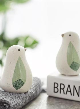 可爱现代小清新陶瓷动物小鸟儿童房间卧室内电脑桌面上装饰品摆件