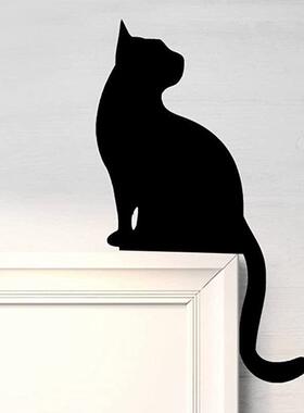 黑猫门装饰金属铁廓形门框窗装饰氛围哥特式门角简单摆件