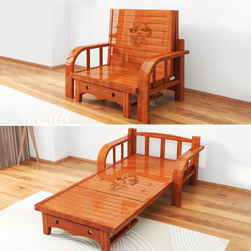 沙发床折叠两用2025新款单人一体阳台折叠床小户型伸缩实木竹子床