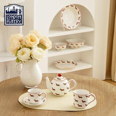 腊肠狗英式陶瓷餐具套组碗盘餐碗家用高档乔迁精致下午茶点心盘