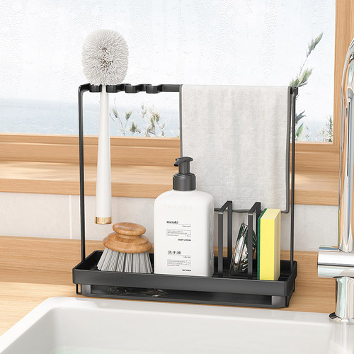 厨房抹布洗碗海绵沥水架家用台面水槽杯刷钢丝球百洁布收纳置物架