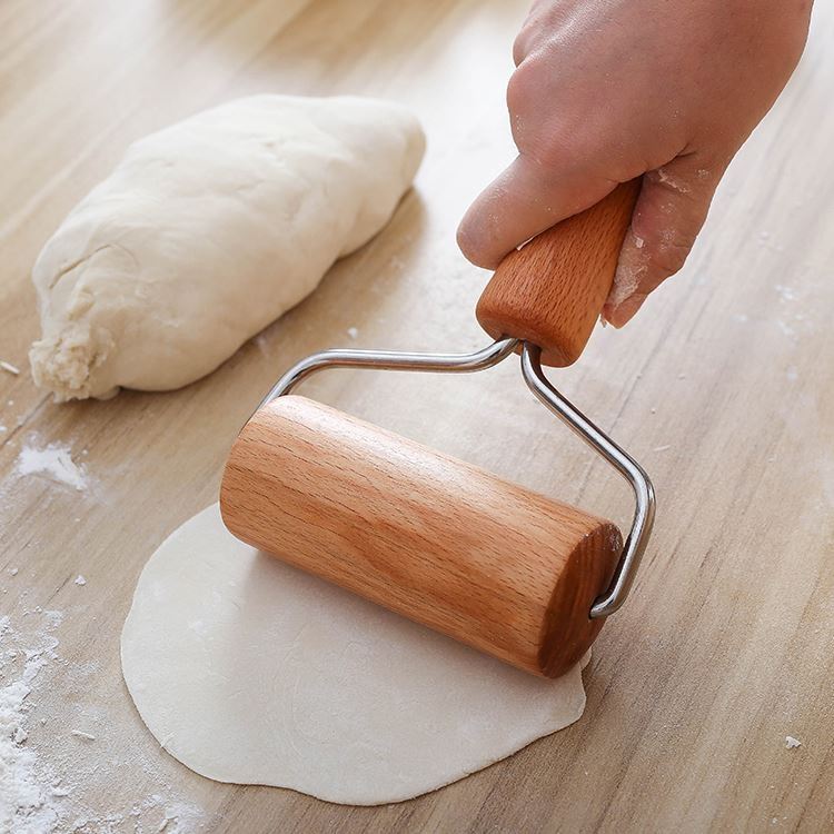 滚轮擀面棍实木家用擀麪棍滚轴滚筒滚轮式大号水饺皮擀麪棒赶麪棍