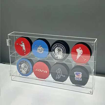 Ice Hockey Display Stand亚克力曲棍球展示柜壁挂冰球展示盒