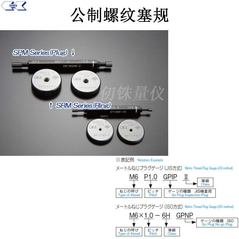 eisenl螺纹通止规M5 P0.8GPIP牙规M6*1-GPNP6H M7 P1GPIP M8*1.25