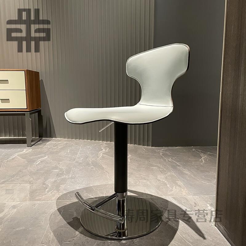 寒婵 吧台凳可升降意式轻奢吧椅家用极简马鞍皮吧台椅前台导台高