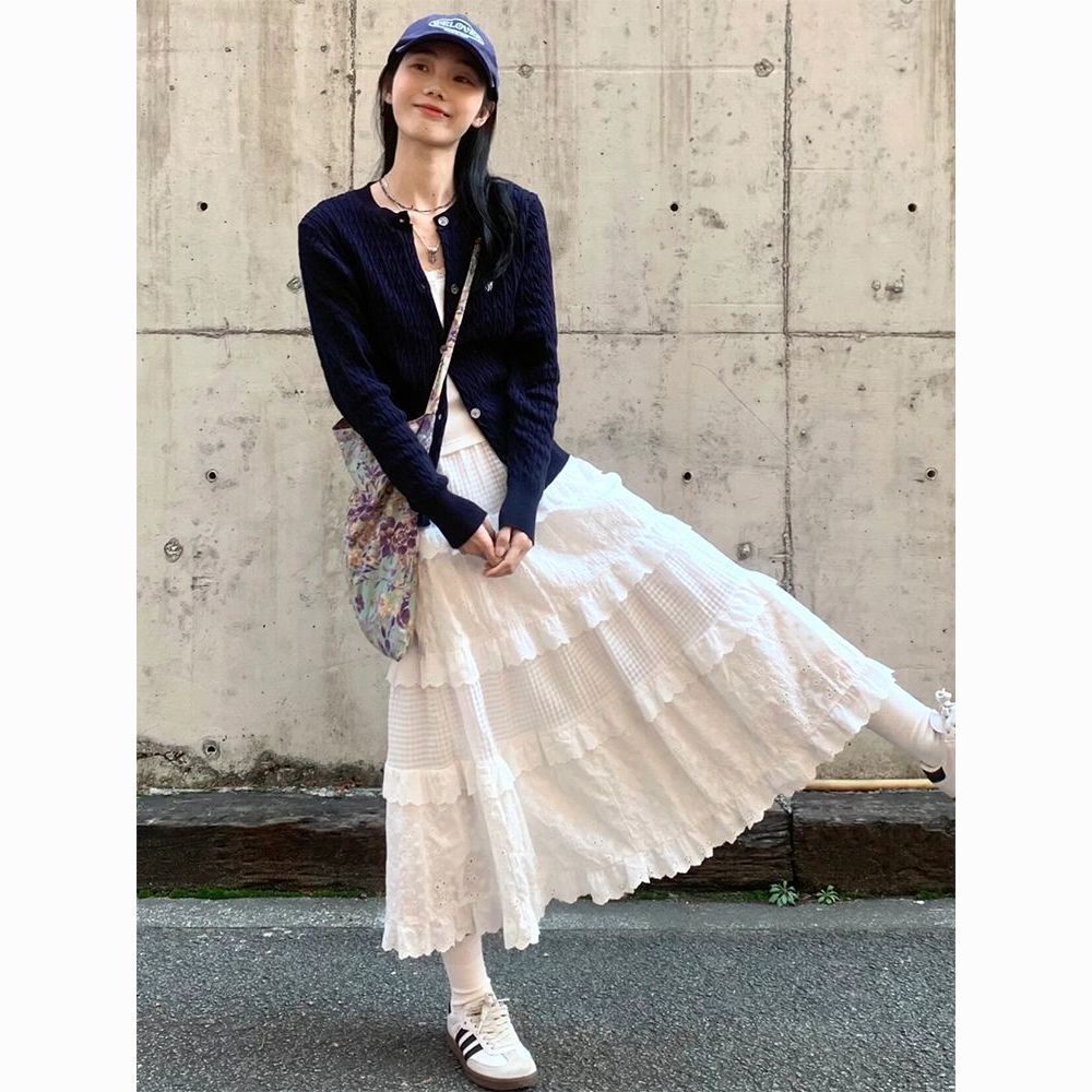 白色法式蓬蓬裙女春秋夏2