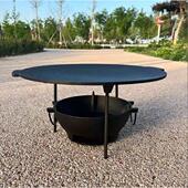 户外铸铁大烤盘野营烧烤盘露营特大号大型饼坑煎锅加厚无涂层不粘