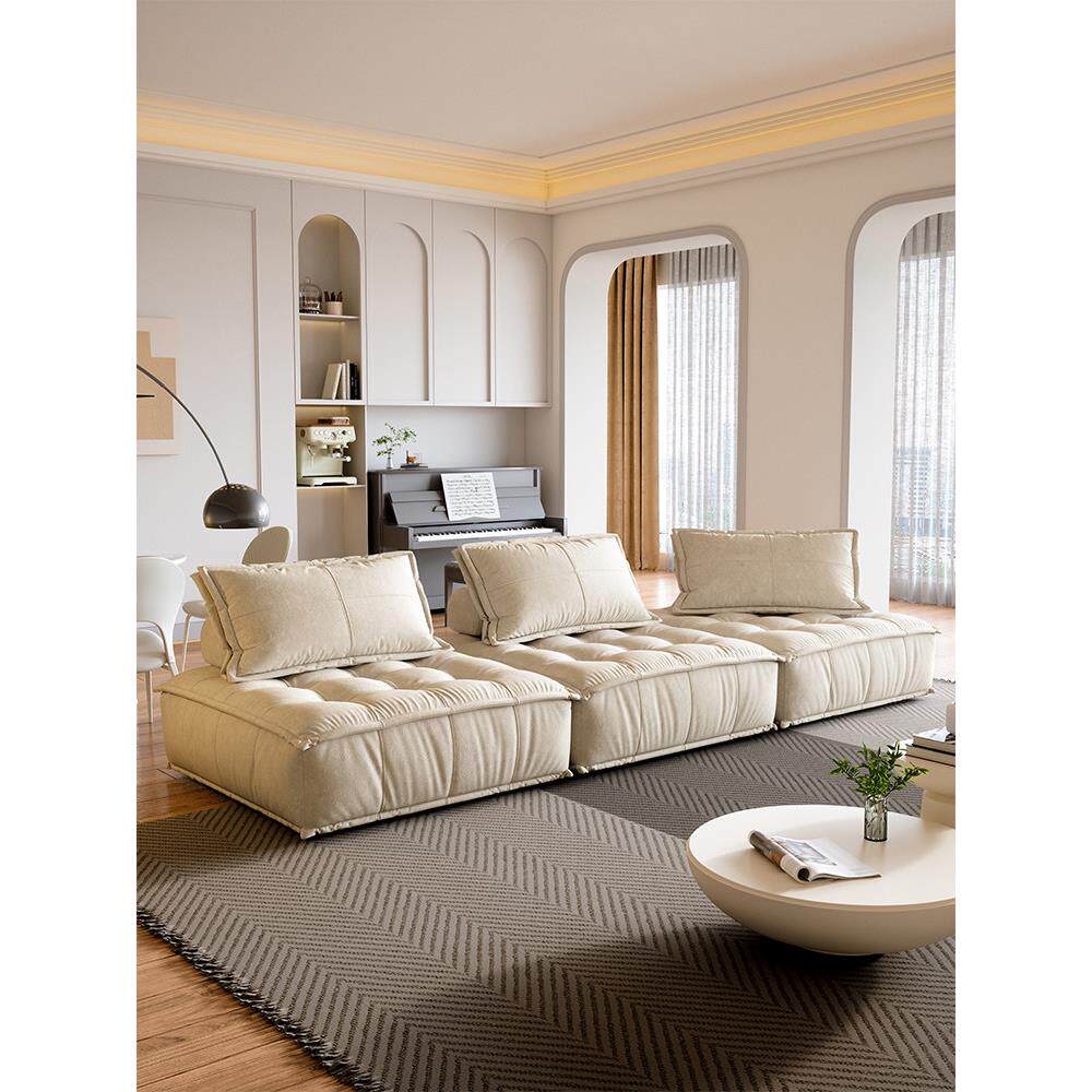 豆腐块布艺沙发客厅小户型意式慵懒单人皮埃蒙特模块组合棉麻沙发