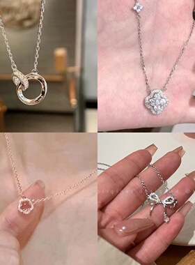 闪耀满钻银色幸运项链女ins小众高级感锁骨链2026新款礼物轻奢感