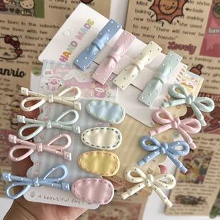 奶蓝色甜美可爱波点蝴蝶结发夹款侧边刘海夹少女感鸭嘴夹发卡发饰