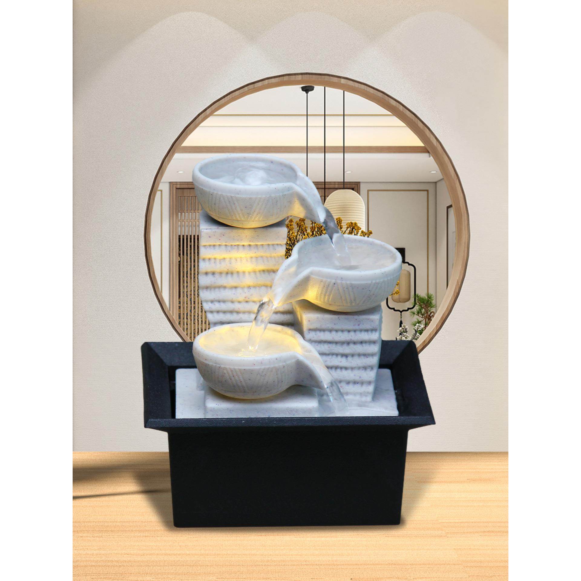 石磨桌面流水摆件循环水时尚办公居家轻奢工艺品静心流水家装摆设