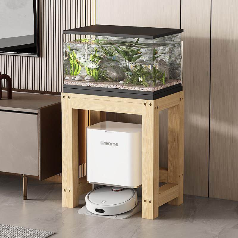 鱼缸架子实木水缸专用架底座承重支架印表机桌子扫地机器人置物架
