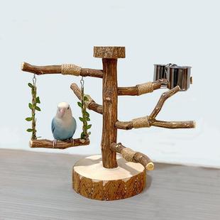 鸟架鹦鹉树枝站架桌面中小鸟架子牡丹玄凤虎皮站架杆原木秋千站台
