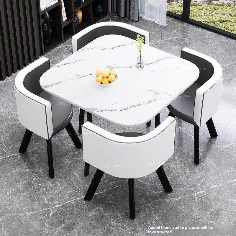 岩板会客洽谈桌椅组合网红餐厅售楼处休闲接待圆桌大理石方桌椅,住宅家具,岩板餐桌,淘宝优惠券,粉丝福利购,淘宝优惠卷